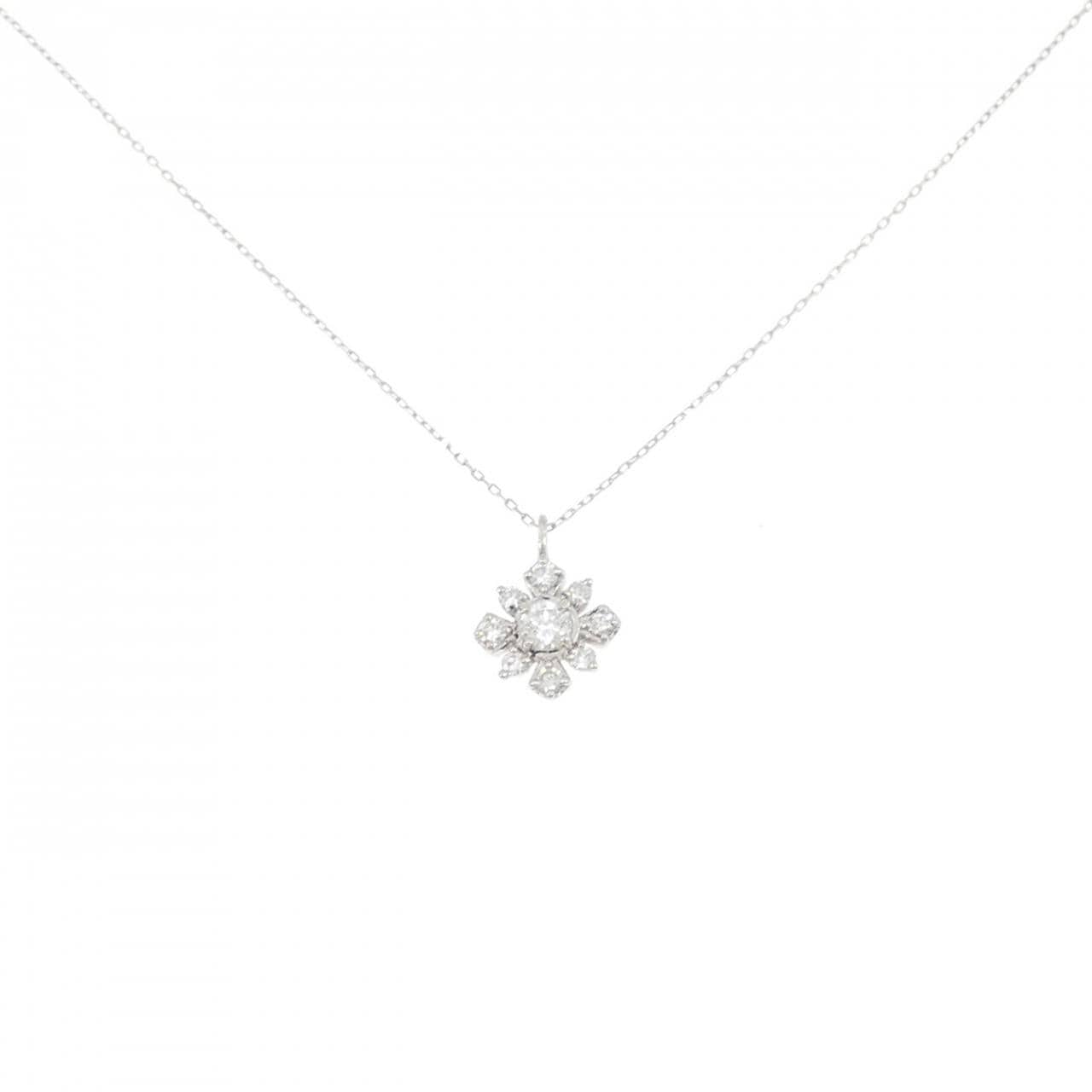PT900/PT850 フラワー ダイヤモンド ネックレス 0.23CT