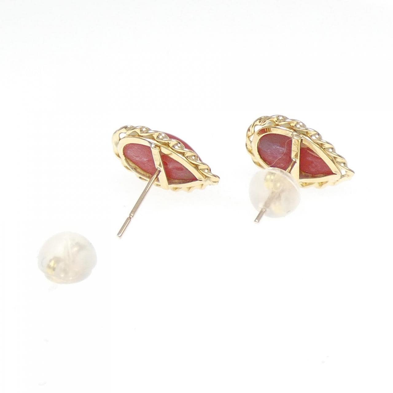 K18YG coral earrings