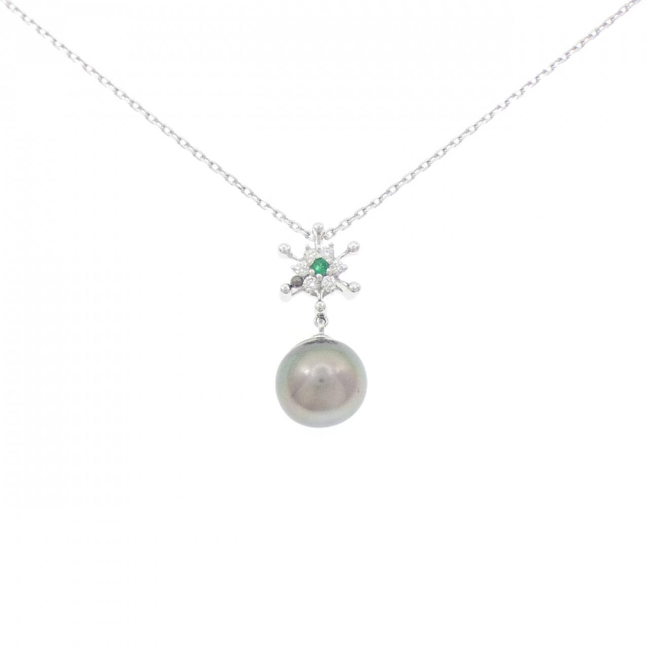 K18WG/750WG 黒蝶パール ネックレス 9.4mm