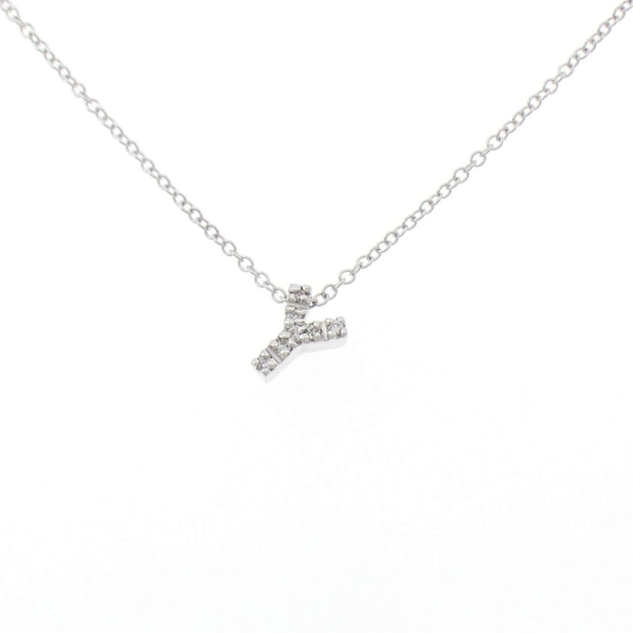 K18WG イニシャルY ダイヤモンド ネックレス 0.03CT