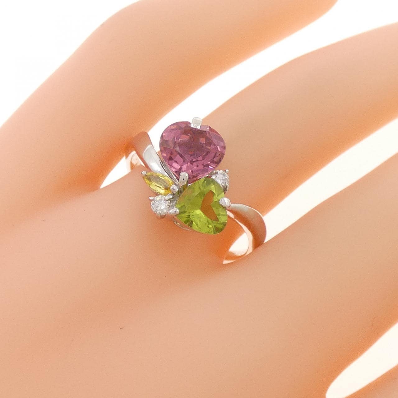 K18WG カラーストーン リング