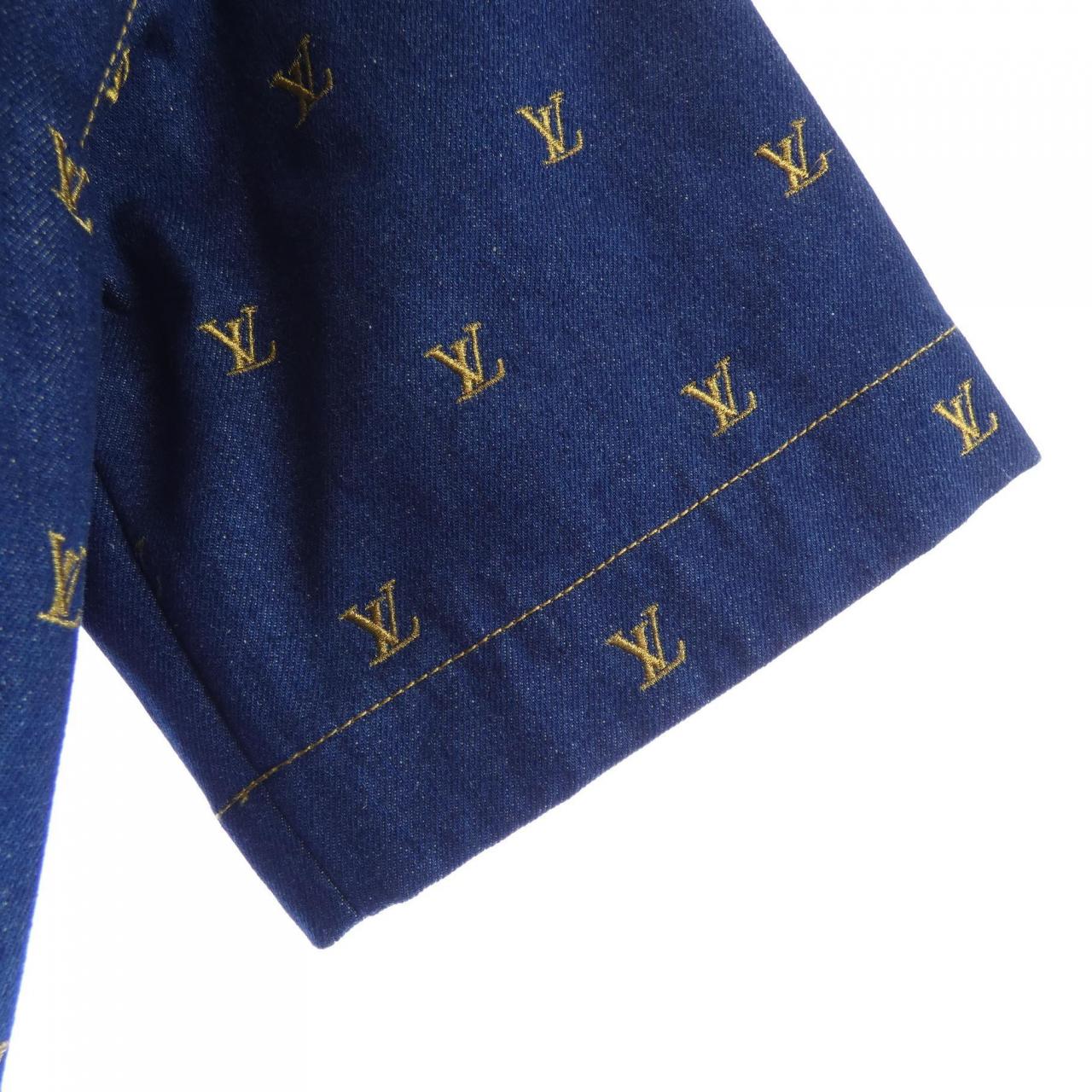 ルイヴィトン LOUIS VUITTON エンブロイダードシグネチャーショートスリーブデニムシャツ HQS90WJX1 S／Sシャツ