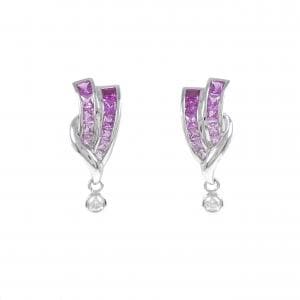 K18WG/585WG sapphire earrings 1.50CT