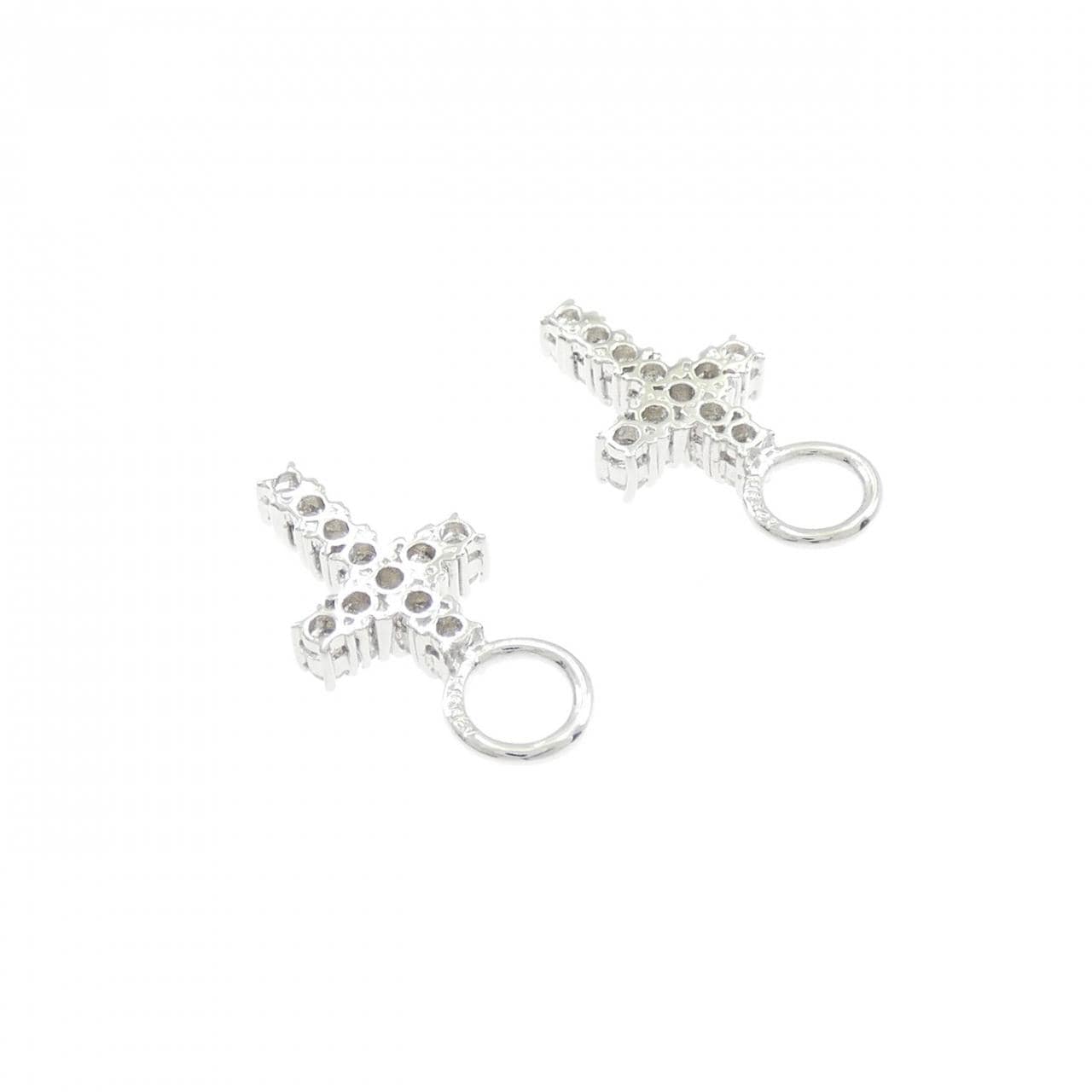 K18WG クロス ダイヤモンド ピアスパーツ 0.54CT