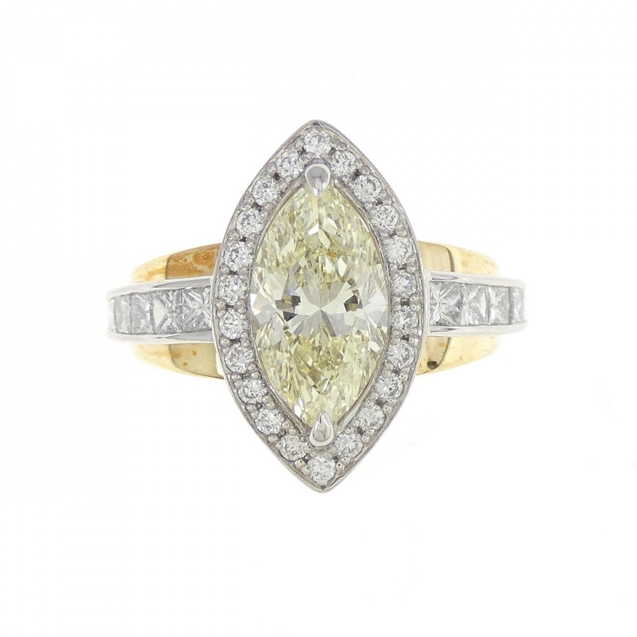 PT/K18YG Diamond Ring 1.525CT VLY SI Marquise Cut