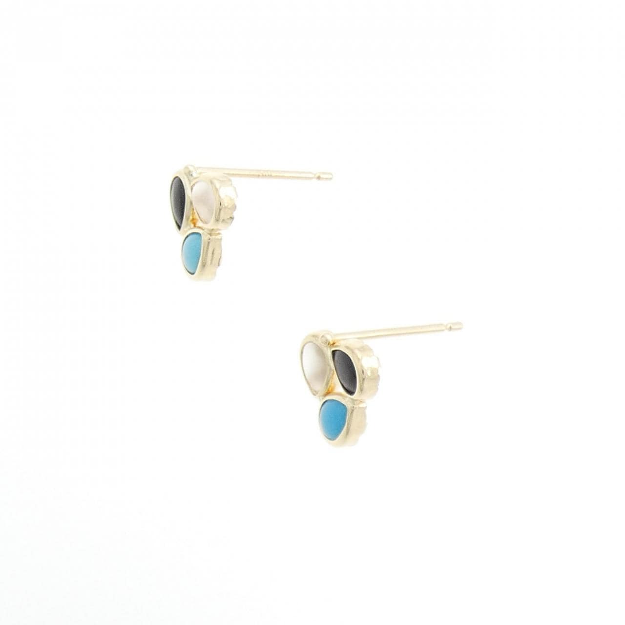 [新品] K10YG 彩色寶石耳環