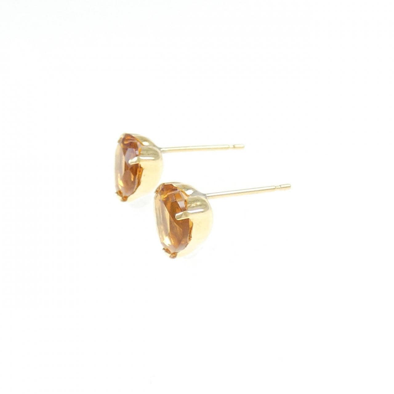 【新品】K18YG ハート シトリン ピアス