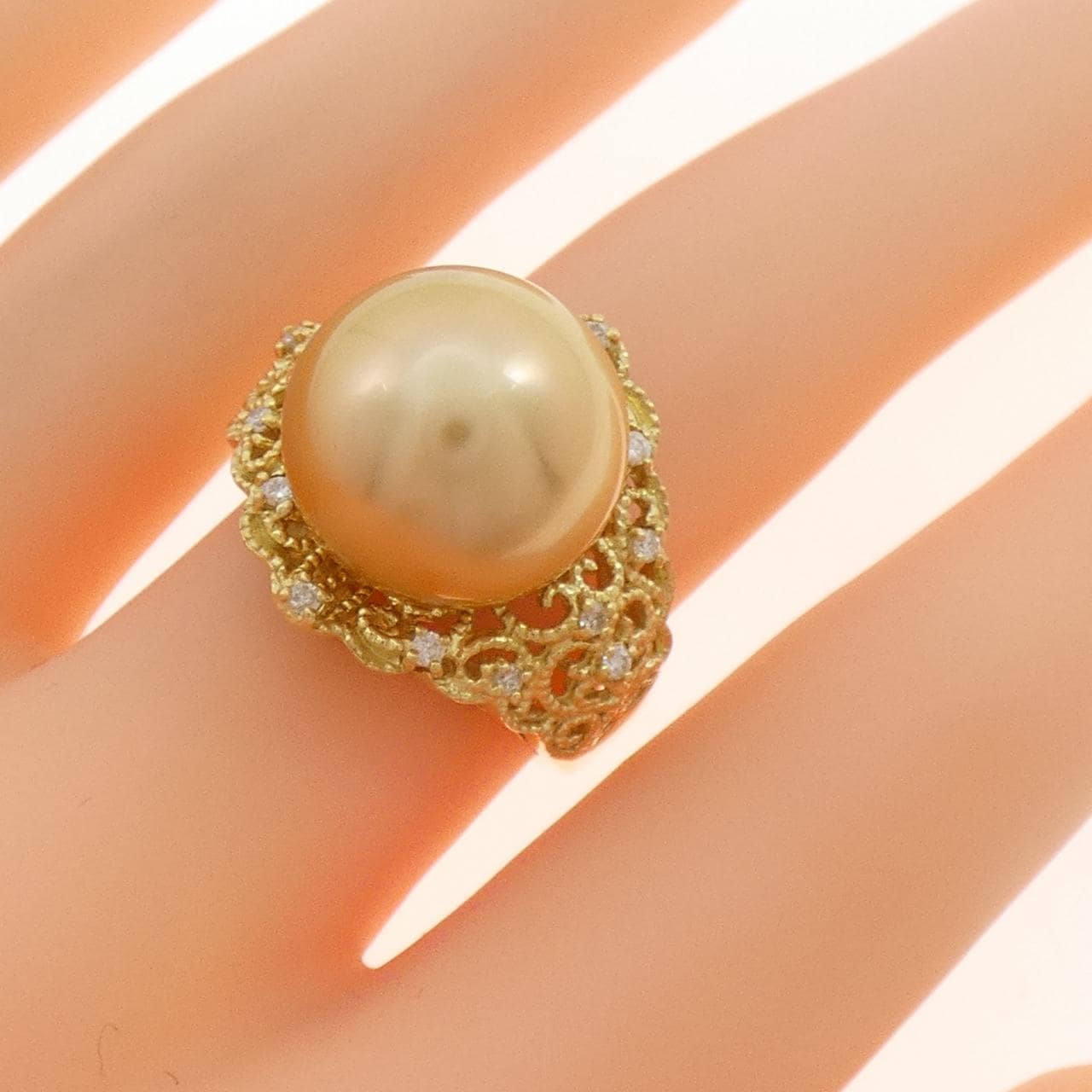 K18YG 白蝶パール リング 13.3mm