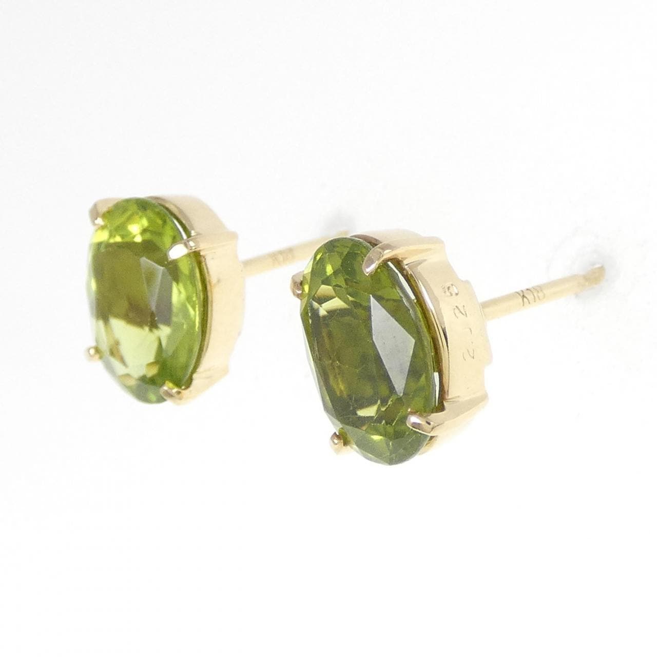 K18YG Peridot Earrings 3.773CT