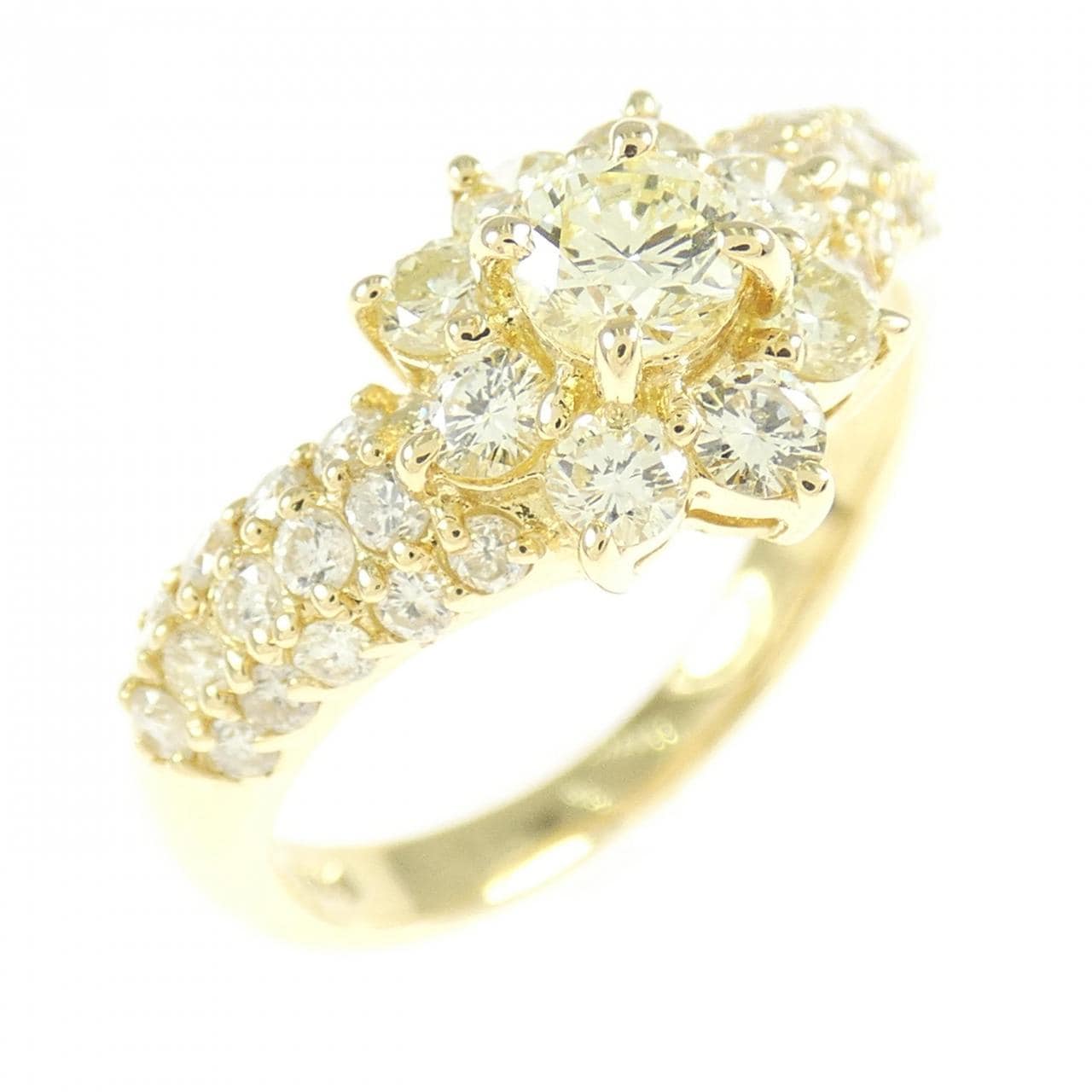 K18YG フラワー ダイヤモンド リング 1.00CT
