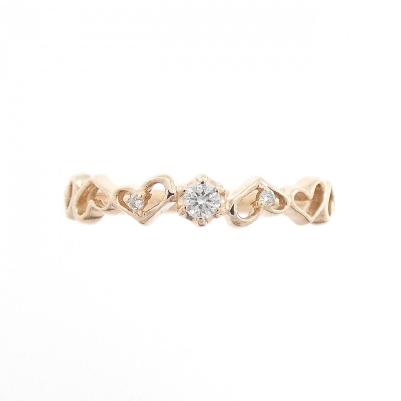 K10PG ハート ダイヤモンド リング