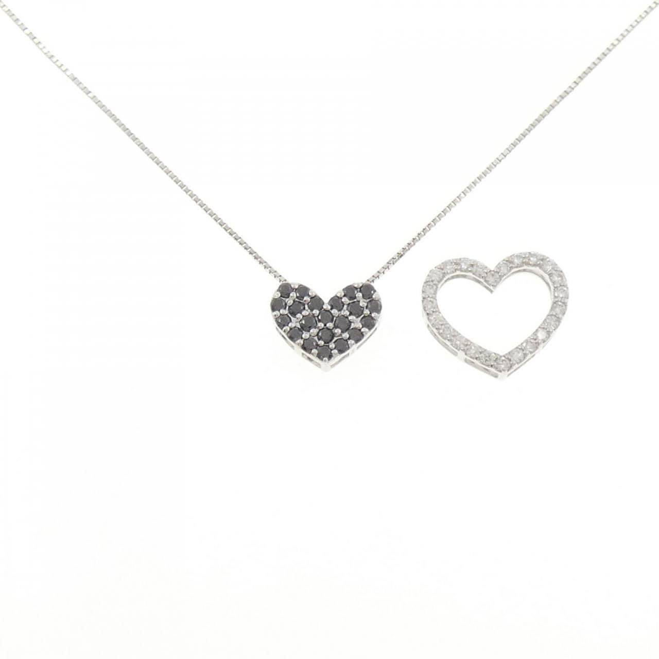 K18WG 2WAY ハート ダイヤモンド ネックレス 0.53CT