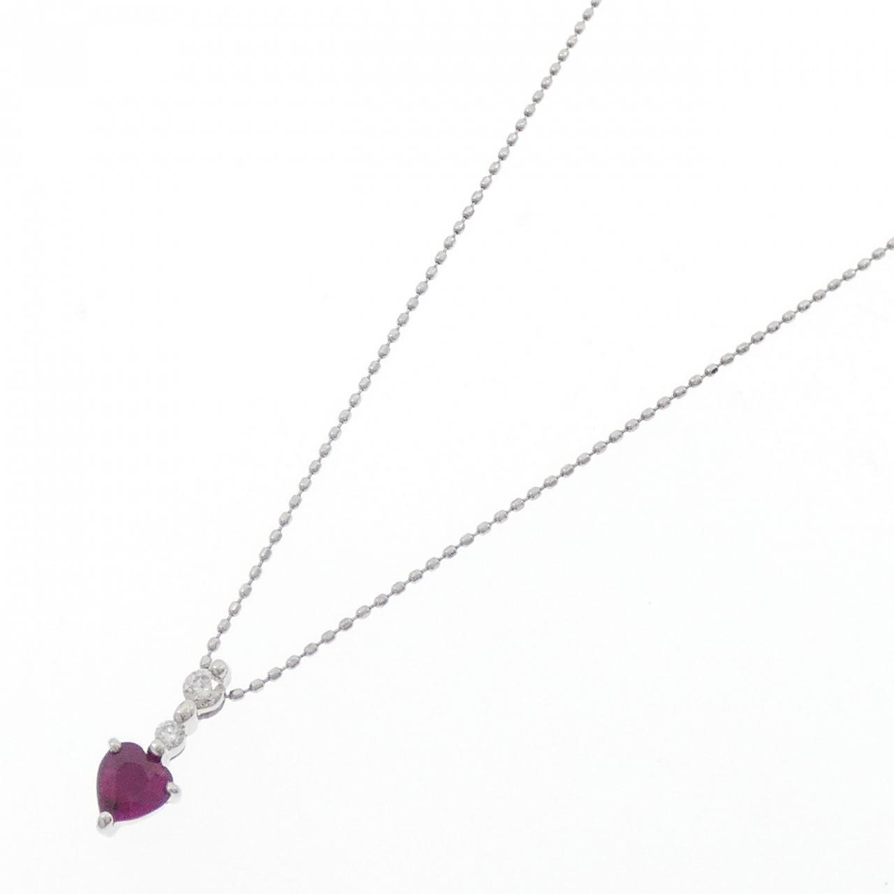PT900/PT850 ハート ルビー ネックレス 0.36CT