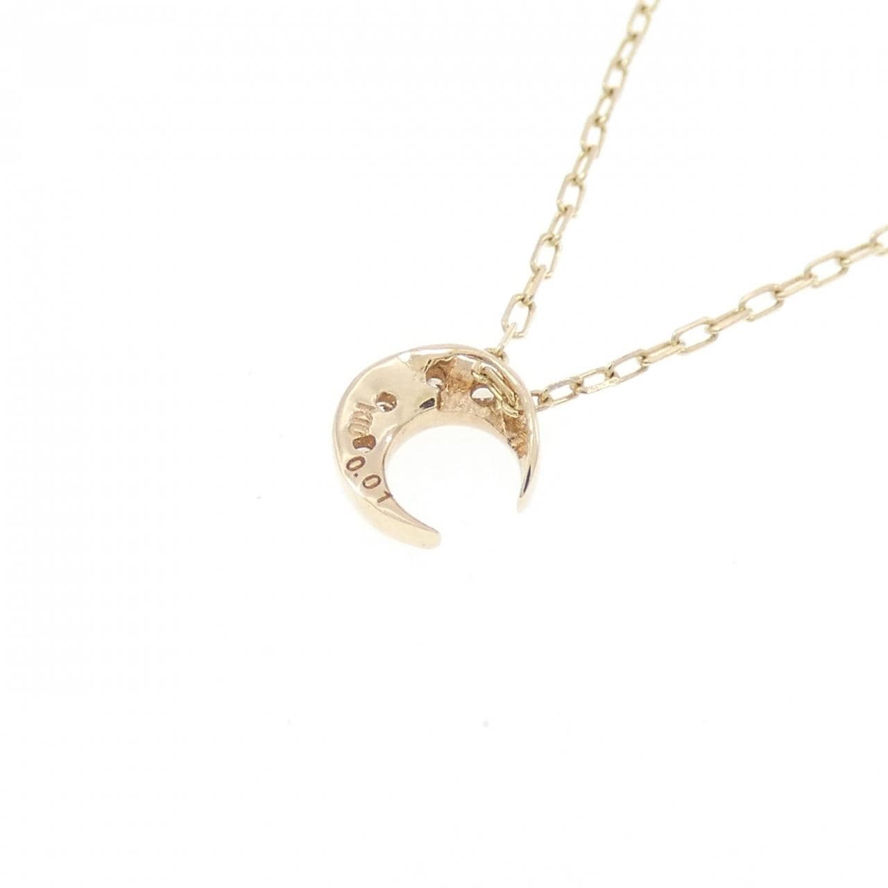 K10YG ムーン ダイヤモンド ネックレス 0.01CT