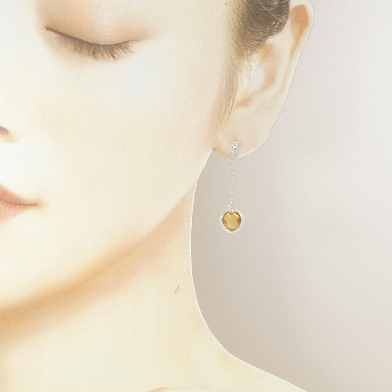 K18WG ハート シトリン ピアス