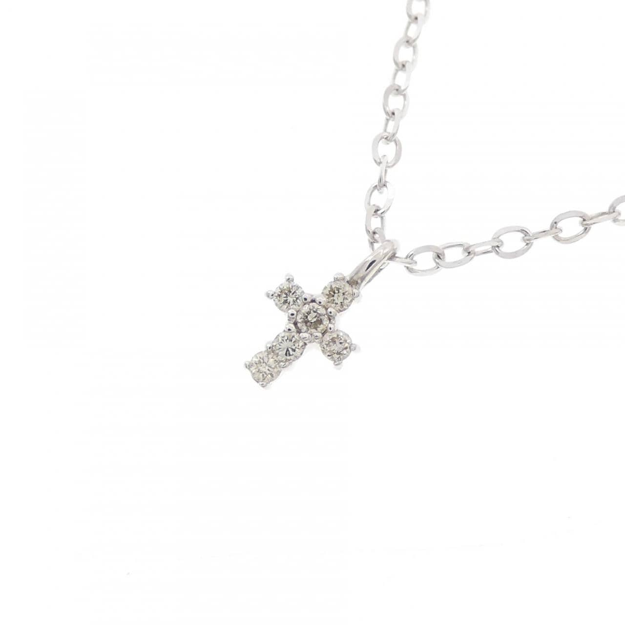 K18WG クロス ダイヤモンド ネックレス 0.05CT