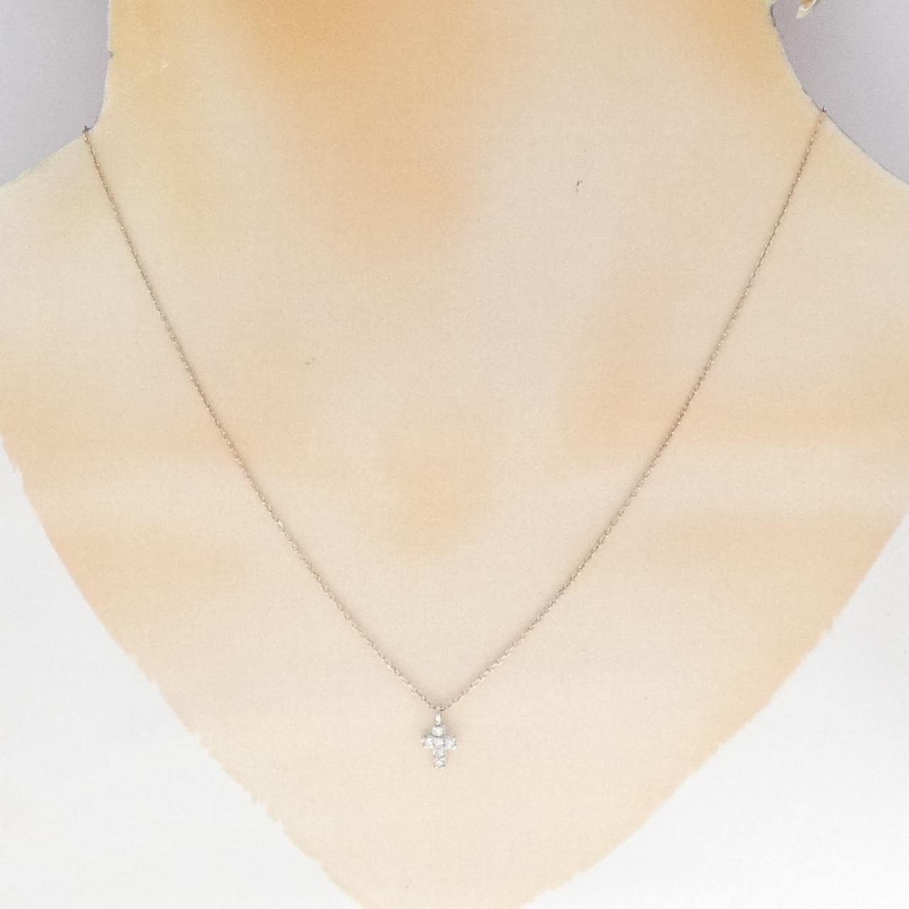 K10WG/K10PG クロス ダイヤモンド ネックレス 0.08CT