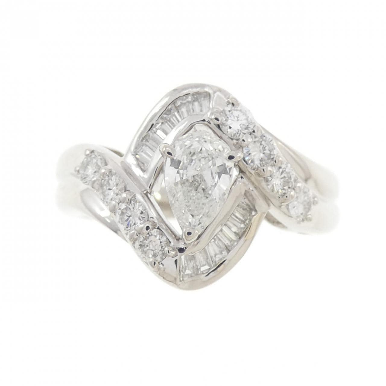 PT900 ダイヤモンド リング 0.396CT F SI2 ペアシェイプ