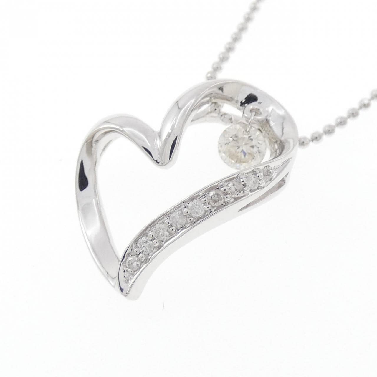 K18WG ハート ダイヤモンド ネックレス 0.25CT