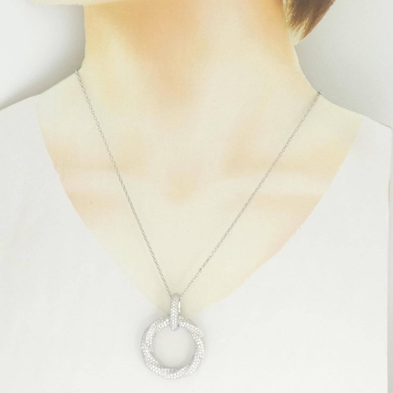 K18WG ダイヤモンド ネックレス 6.50CT