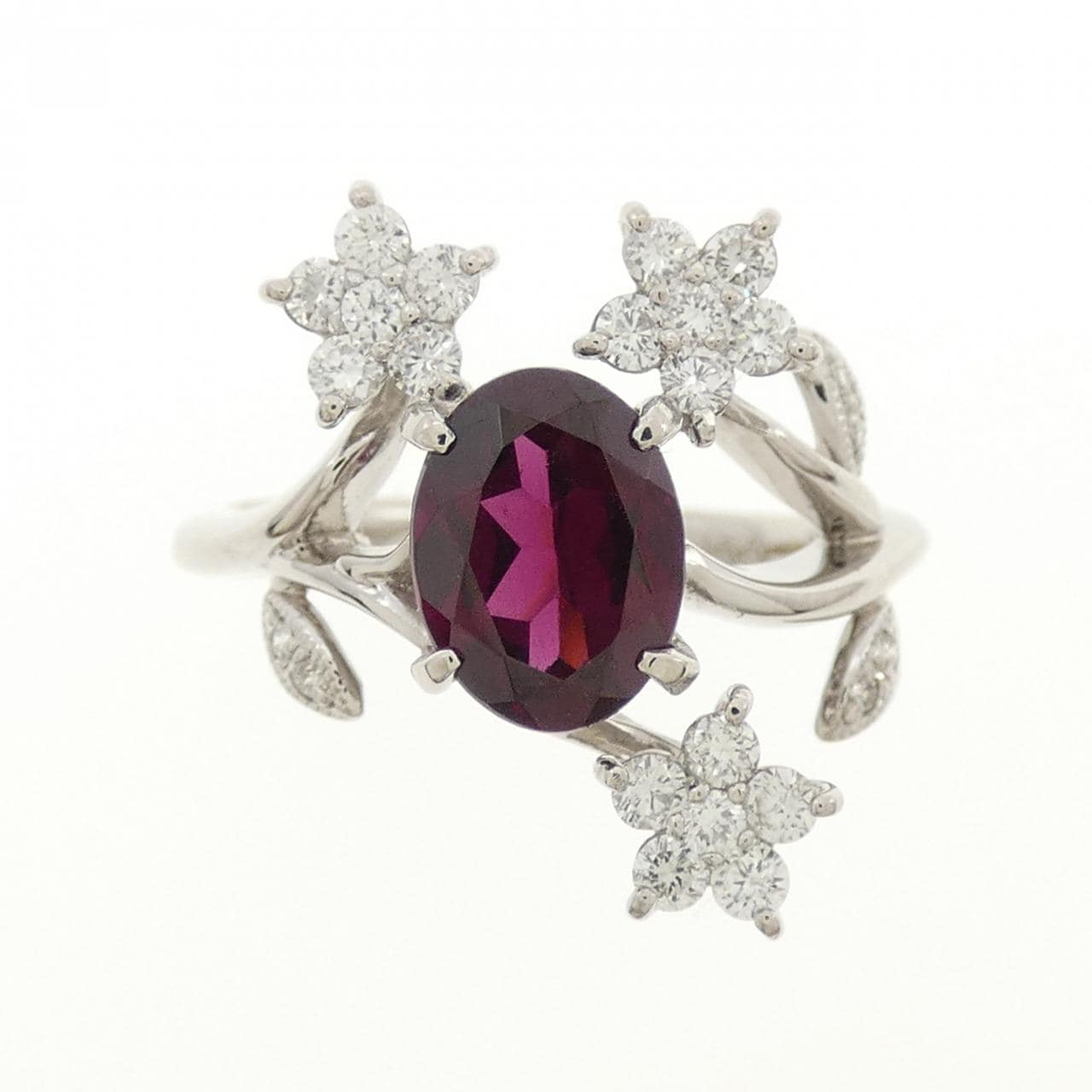 PT900 フラワー ガーネット リング 1.65CT
