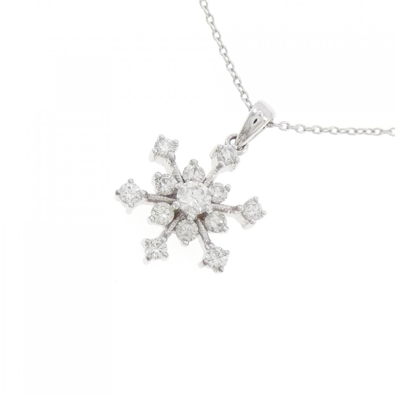 750WG/K18WG Snowflake Diamond Necklace