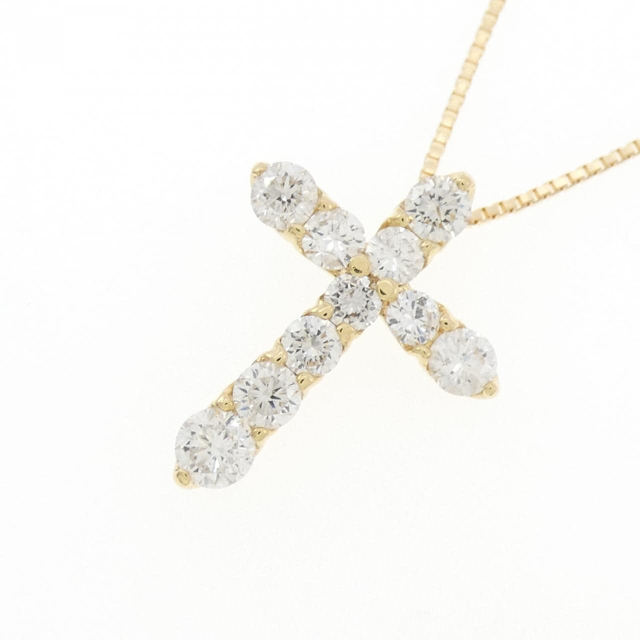 K18YG クロス ダイヤモンド ネックレス 1.04CT