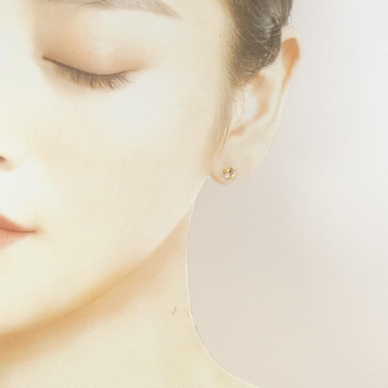 K18YG ハート ダイヤモンド ピアス