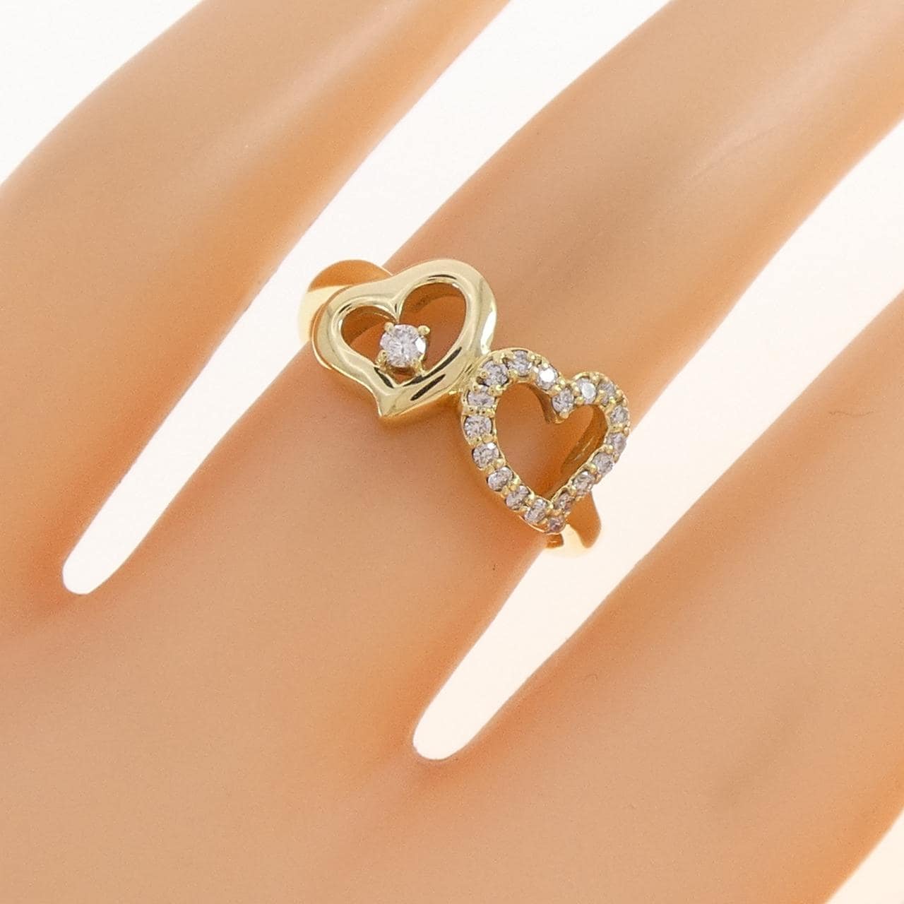 K18YG ハート ダイヤモンド リング 0.15CT