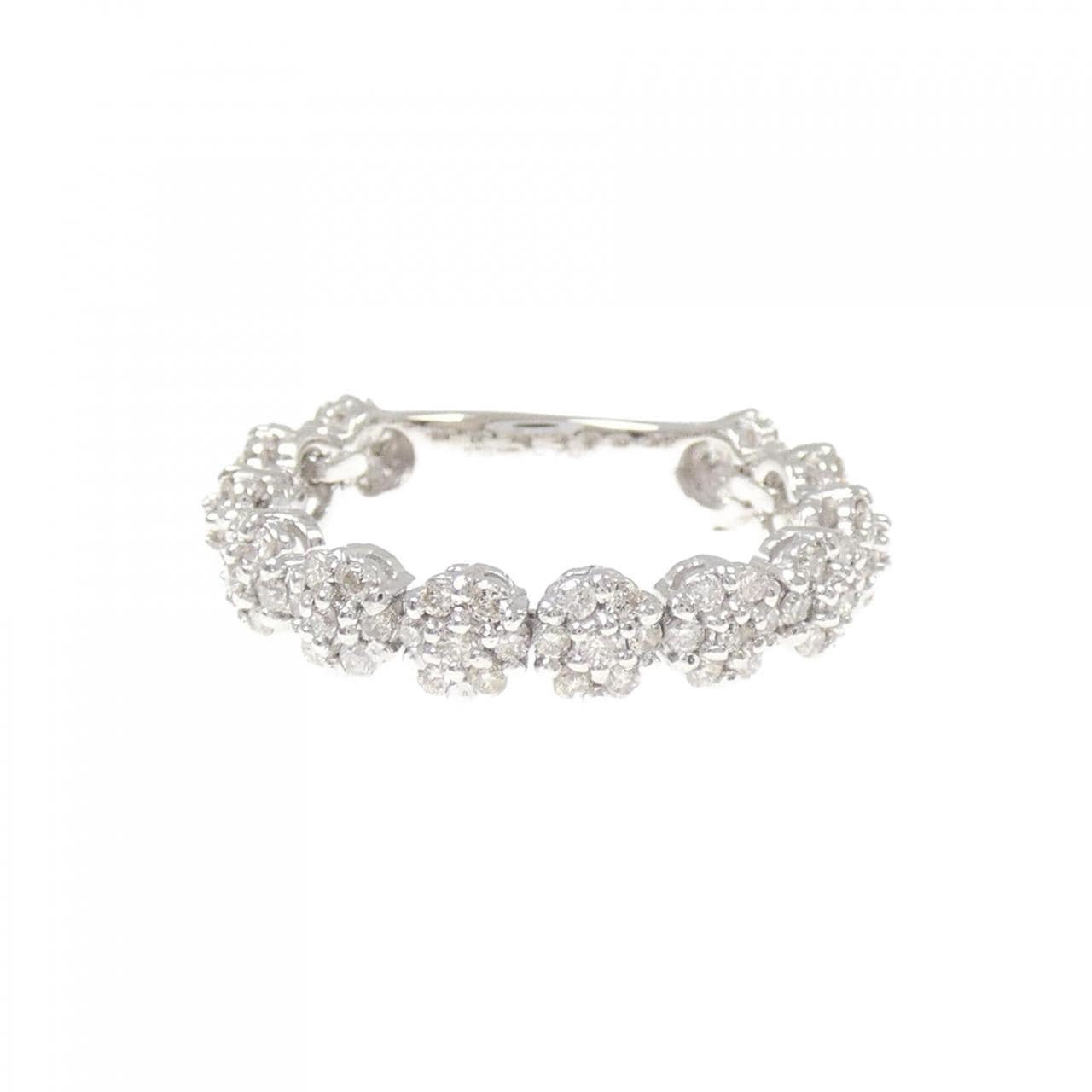 K18WG フラワー ダイヤモンド リング 0.70CT