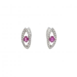 K18WG ルビー ピアス 0.40CT