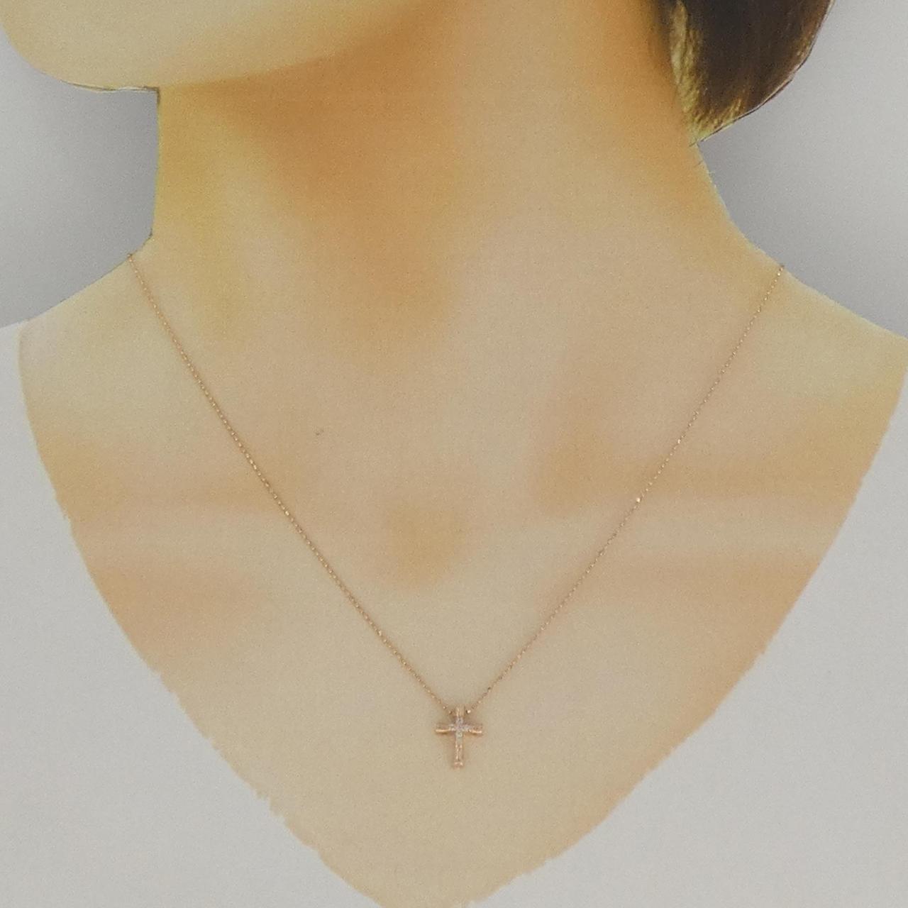 K10PG クロス ダイヤモンド ネックレス 0.04CT