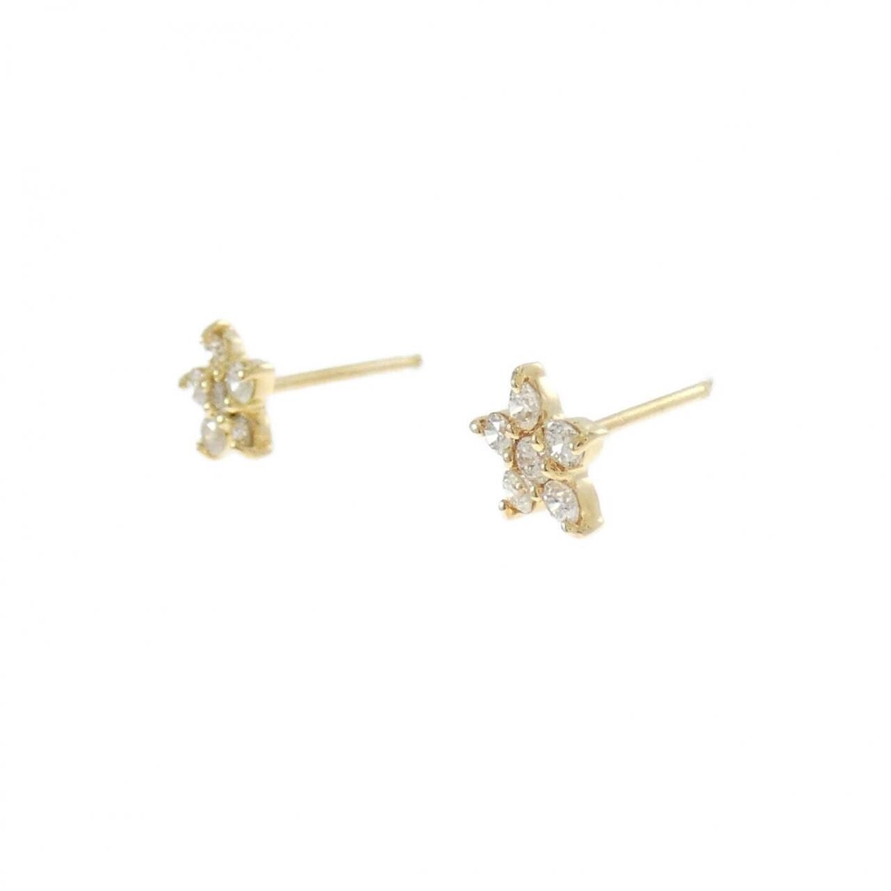 [新品] K18YG 花朵鑽石耳環 0.20CT