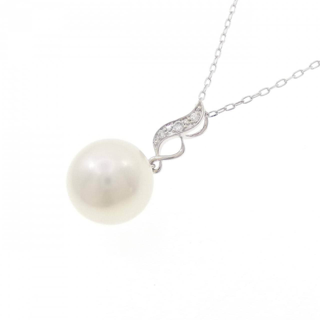 K18WG 白蝶パール ネックレス 10.8mm