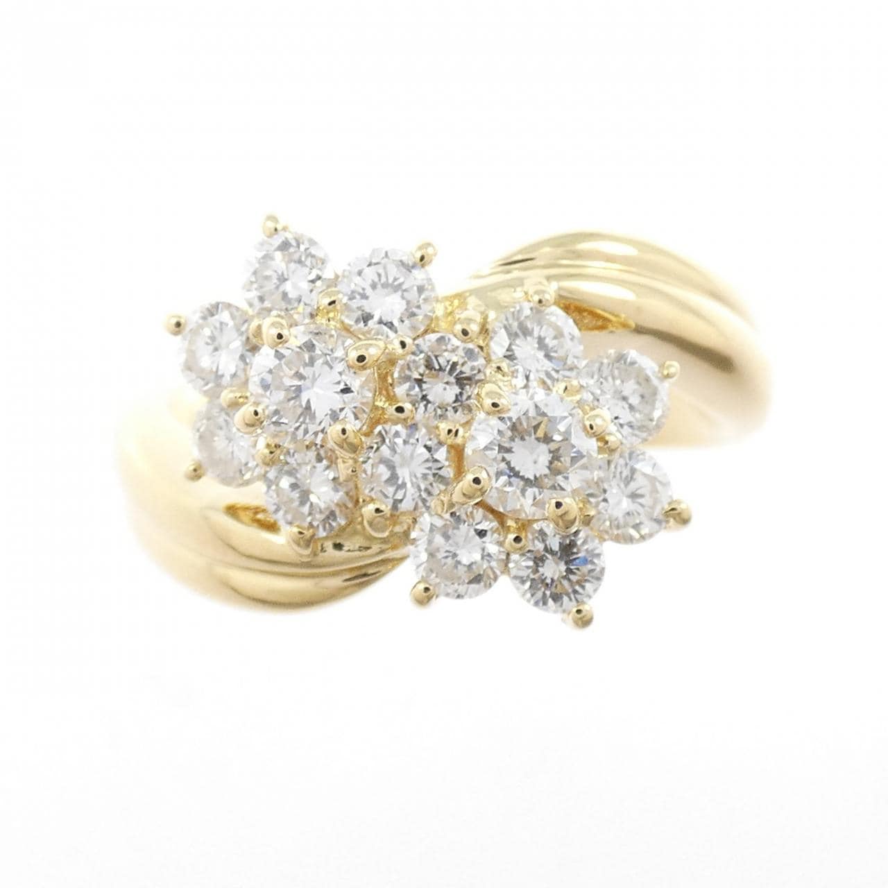 K18YG フラワー ダイヤモンド リング 1.00CT