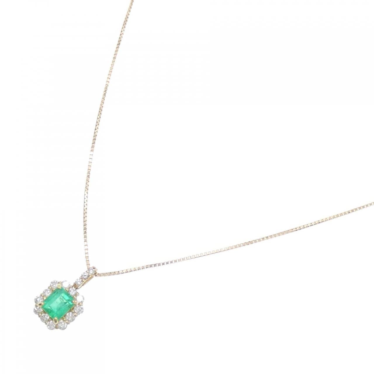 [BRAND NEW] K18YG emerald necklace 0.31CT