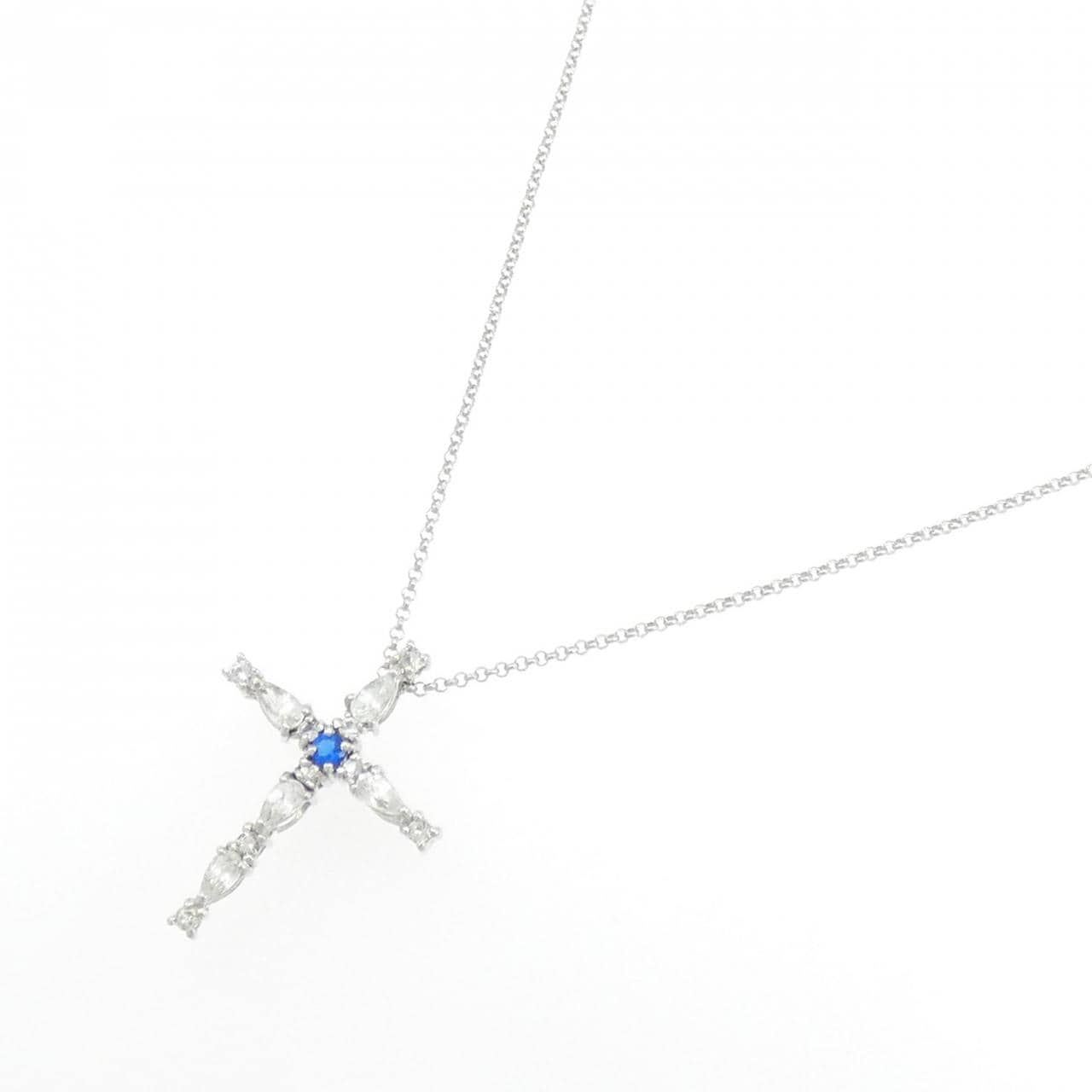 K18WG クロス アウイナイト ネックレス 0.04CT