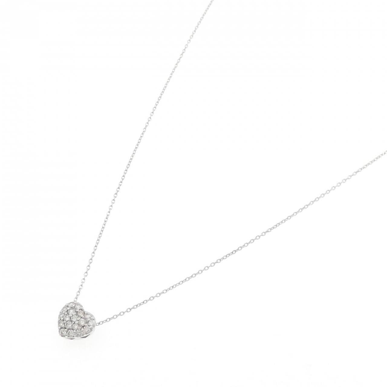 K18WG パヴェ ハート ダイヤモンド ネックレス 0.30CT