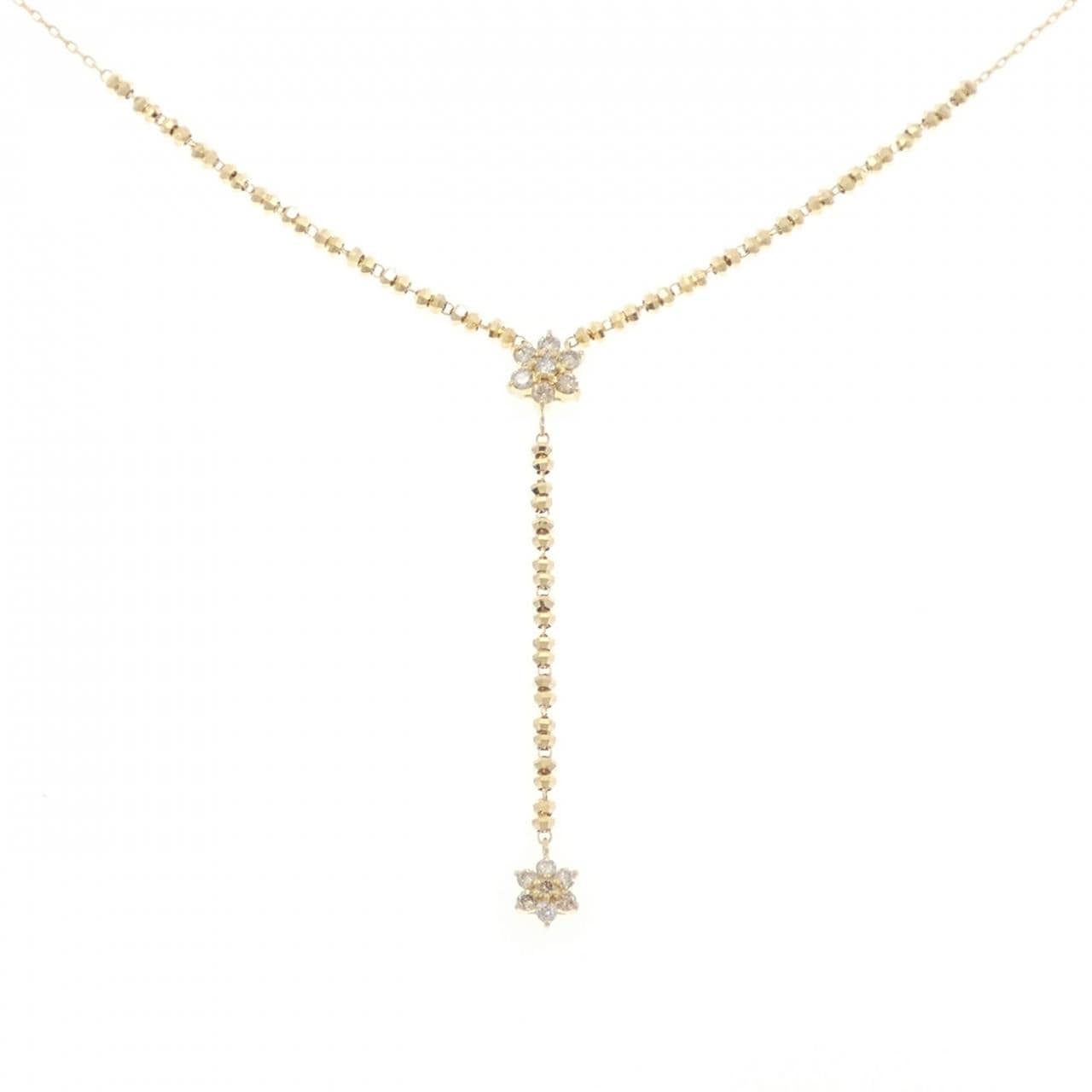 K18YG フラワー ダイヤモンド ネックレス 0.30CT
