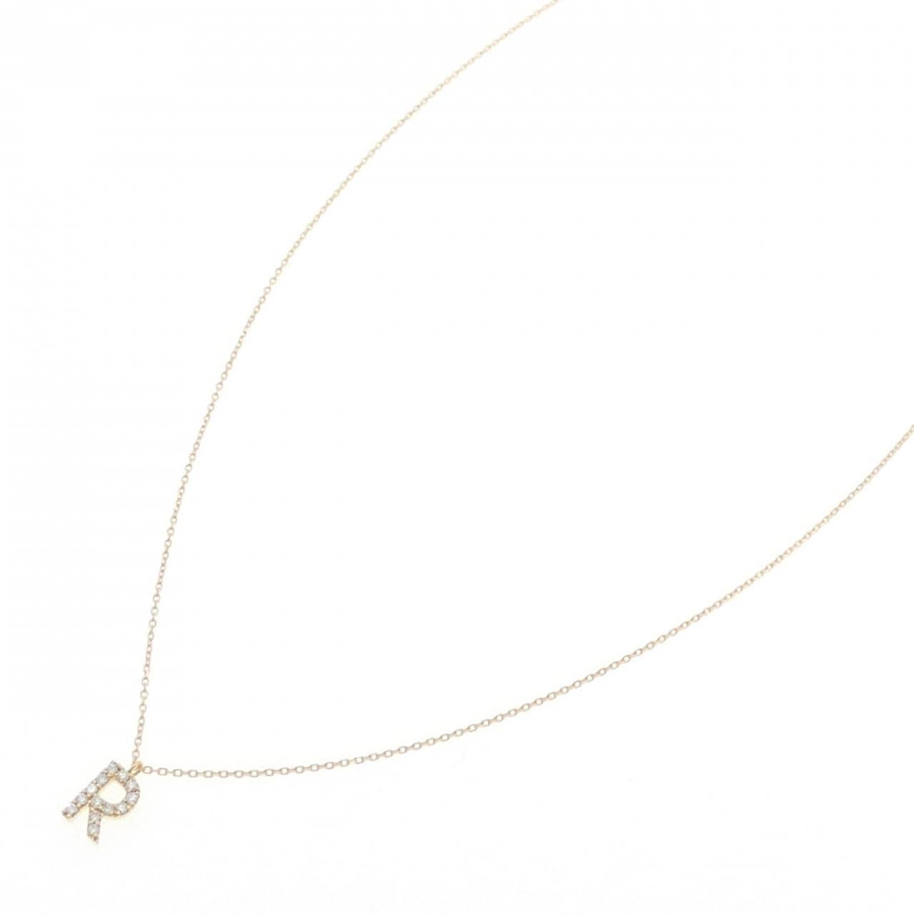 K18YG イニシャルR ダイヤモンド ネックレス 0.09CT
