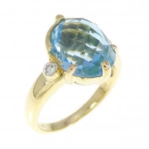K18YG ブルートパーズ リング 4.86CT