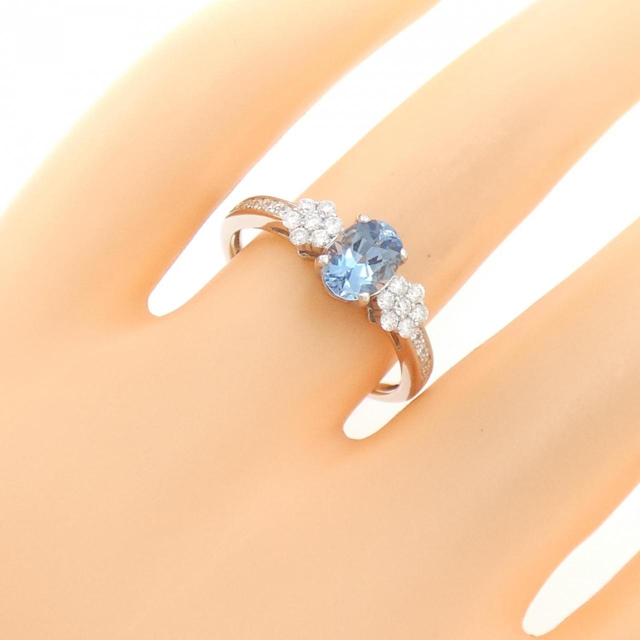 PT900 フラワー アクアマリン リング 0.723CT