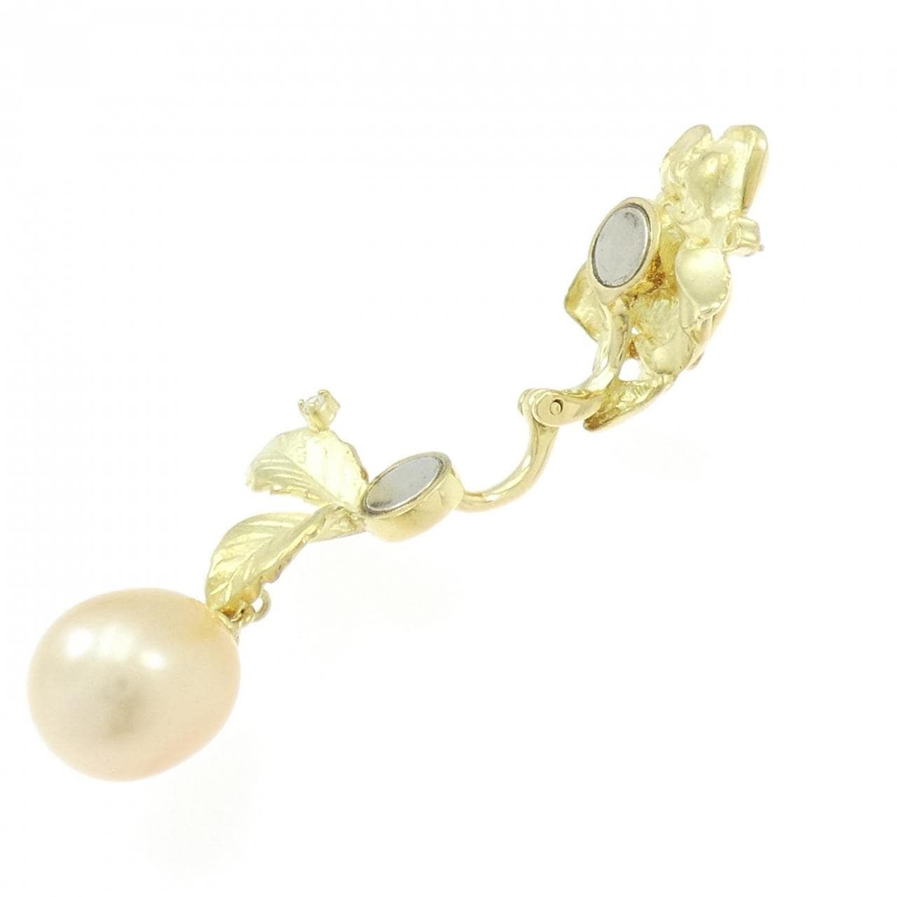 K18YG ローズ 白蝶パール ペンダント