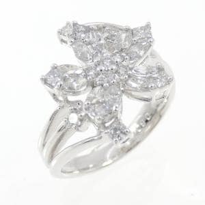 K18WG フラワー ダイヤモンド リング 0.90CT