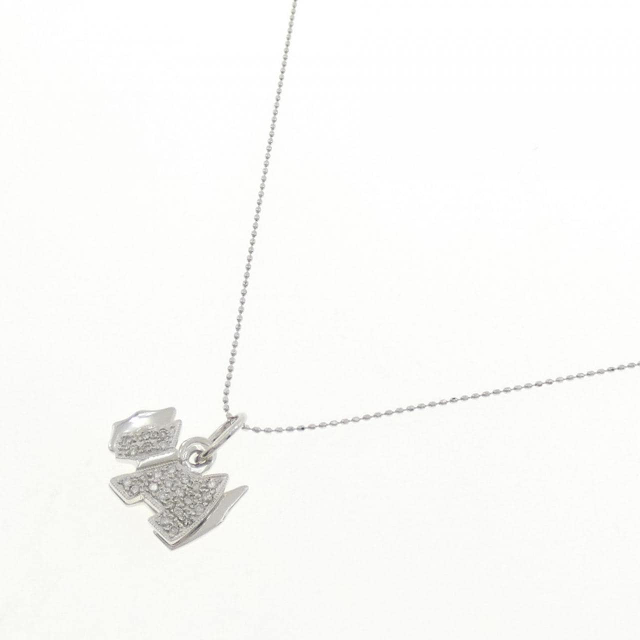 K18WG ドッグ ダイヤモンド ネックレス 0.22CT
