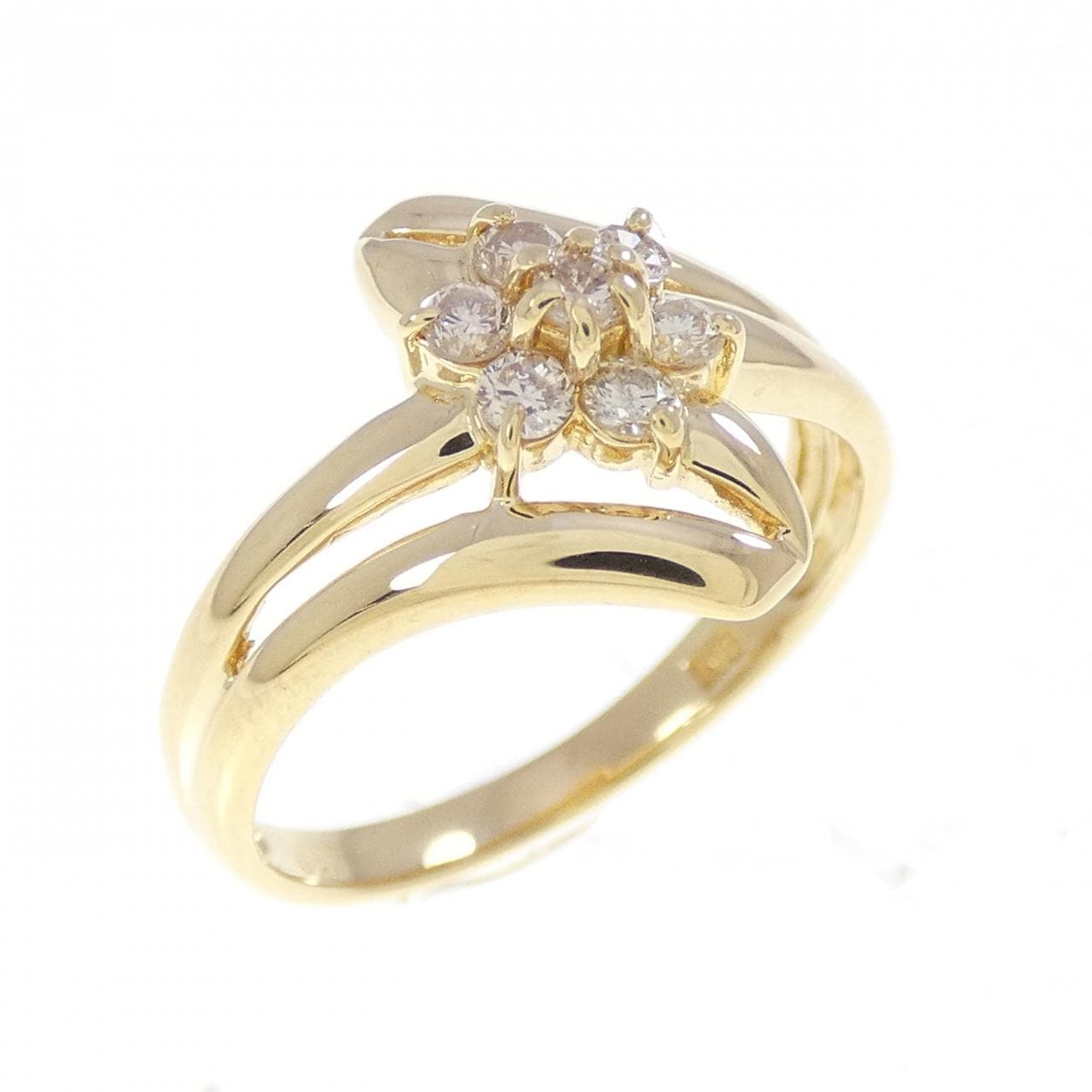 K18YG フラワー ダイヤモンド リング 0.21CT