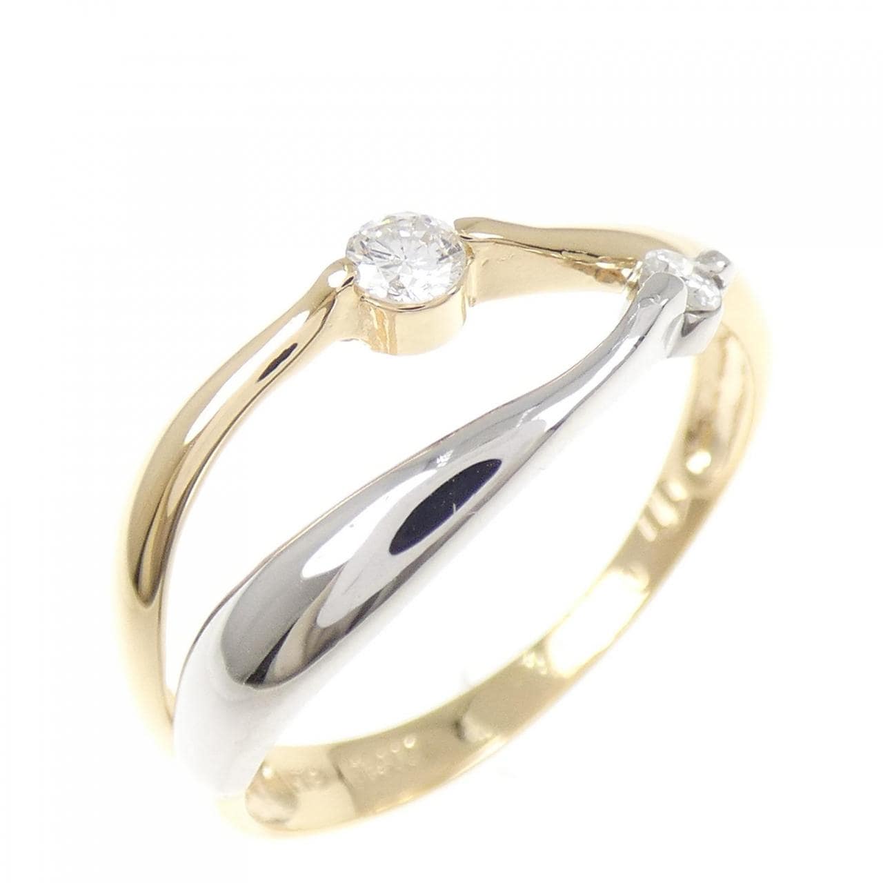 K18YG/PT900 ダイヤモンド リング 0.10CT