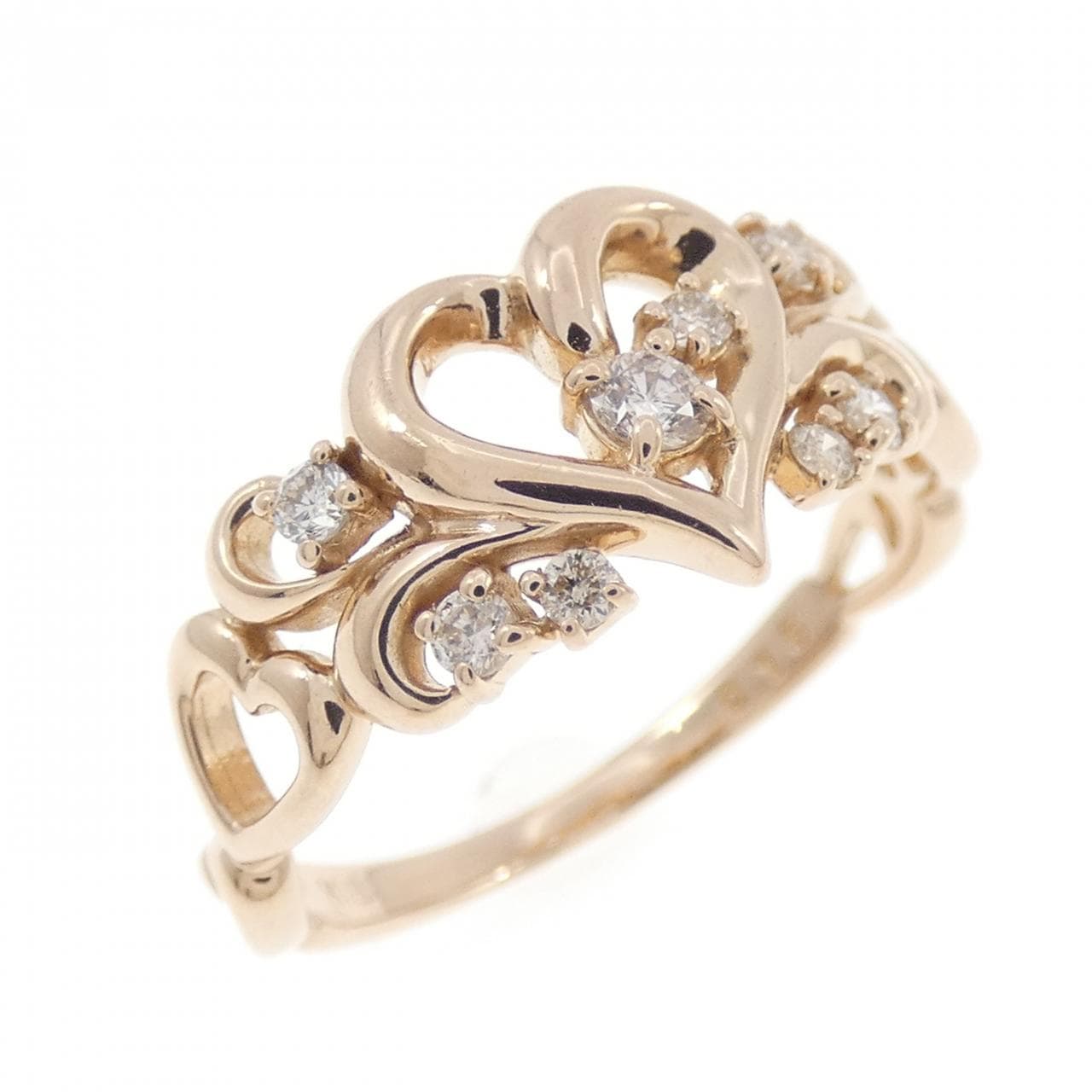 K18PG ハート ダイヤモンド リング 0.15CT