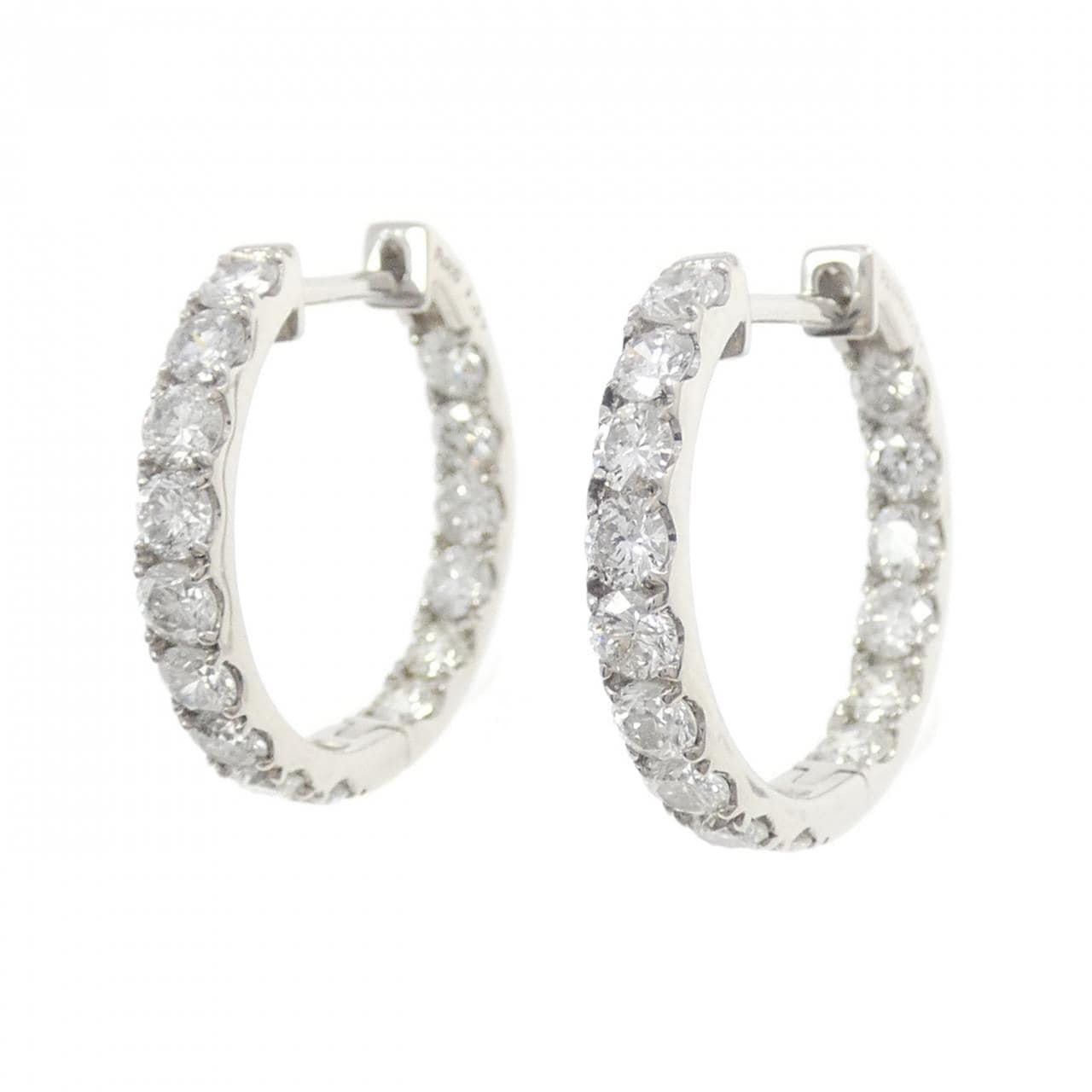 PT900 フープ ダイヤモンド ピアス 2.00CT