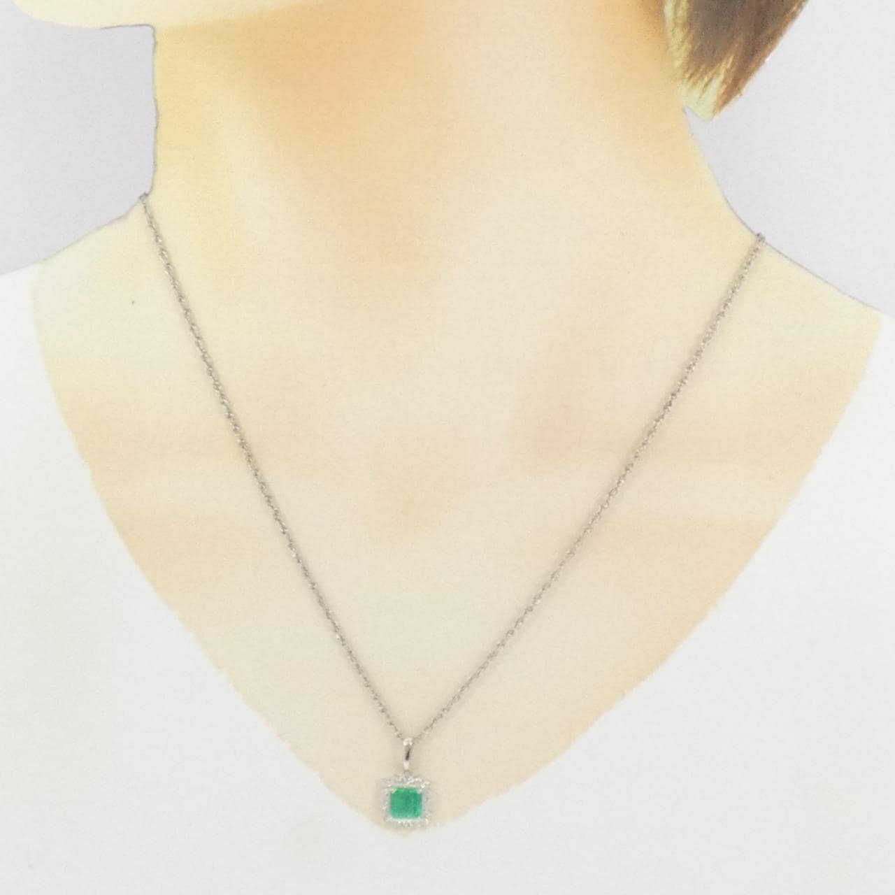 PT900/PT850 エメラルド ネックレス 0.95CT